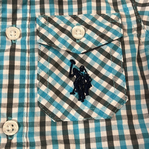 NWT 6-9M US Polo Association plaid button down shirt - Picture 2 of 4